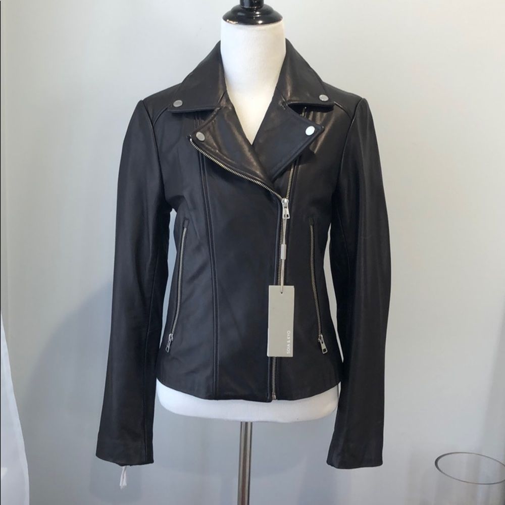 SOIA & KYO Leather Jacket Black Motorcycle